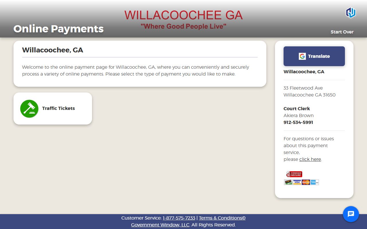 Atkinson County traffic court records Willacoochee traffic payment page