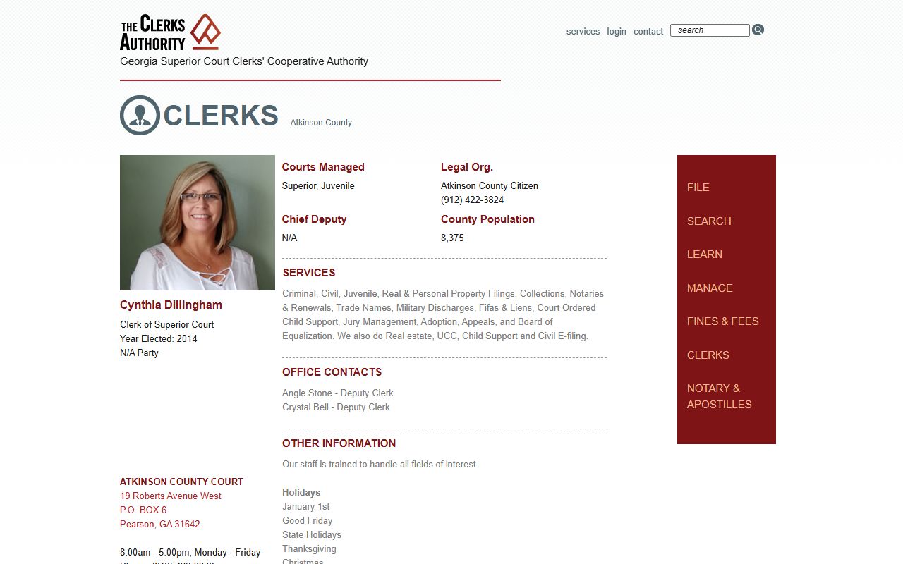 Atkinson County Court records GSCCCA clerk profile